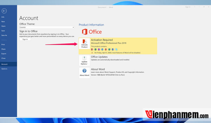 Cách nhập Key kích hoạt Office 2019