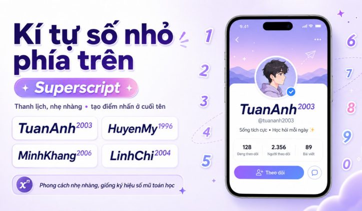 Kí tự số nhỏ phía trên (Superscript)