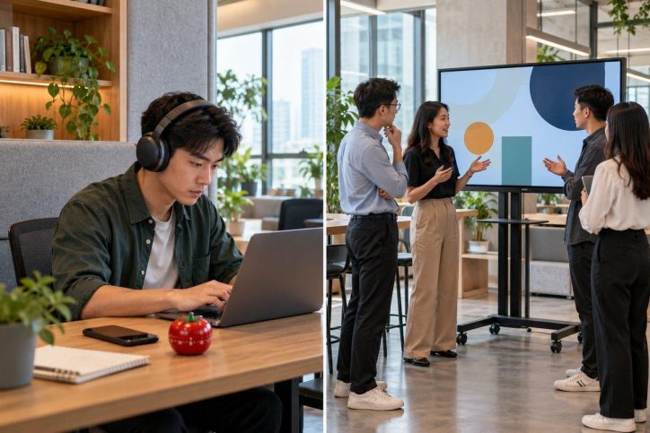 Hướng nội (I) và Hướng ngoại (E): tập trung một mình hay làm cùng người khác